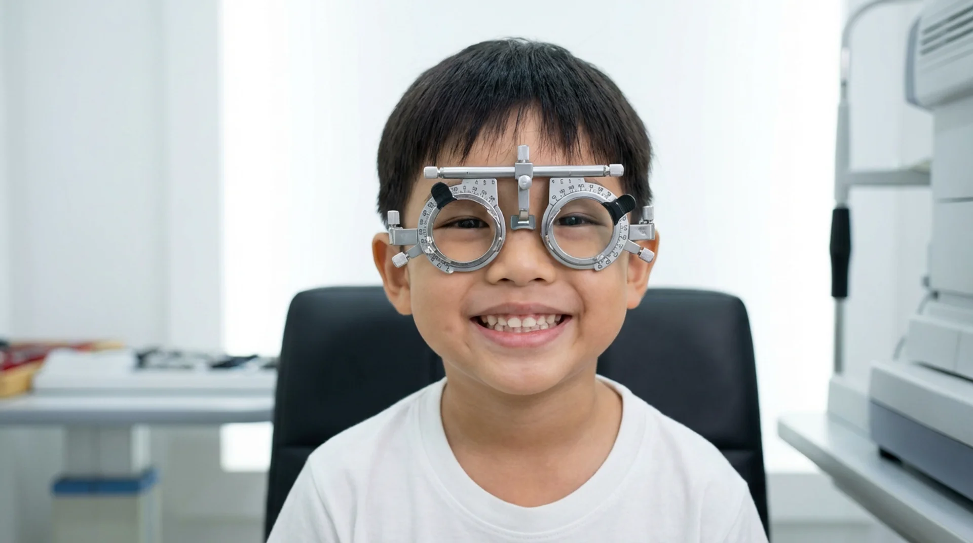 Child having a comprehensive eye examination